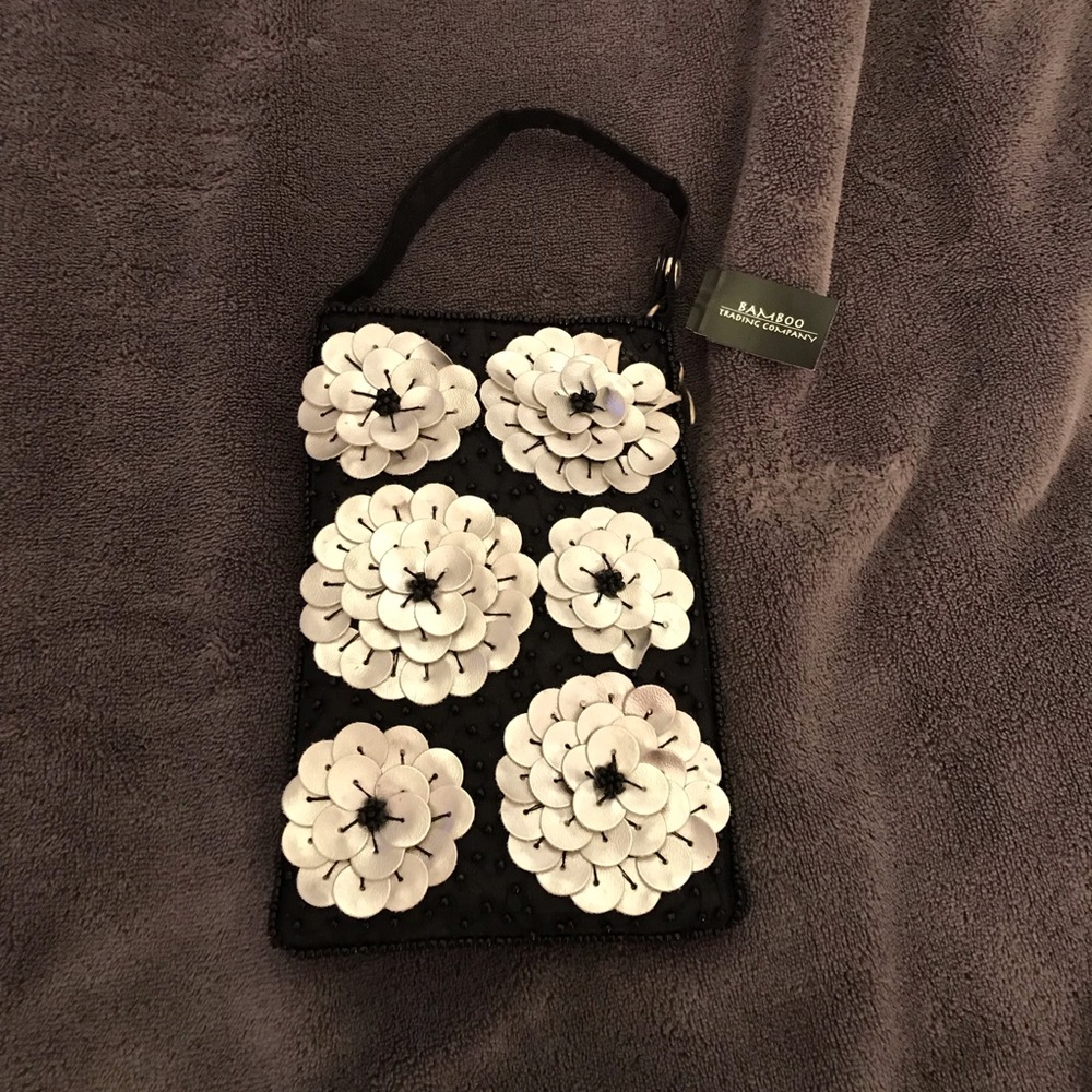 NWT Floral Leather Club Wristlet Bag